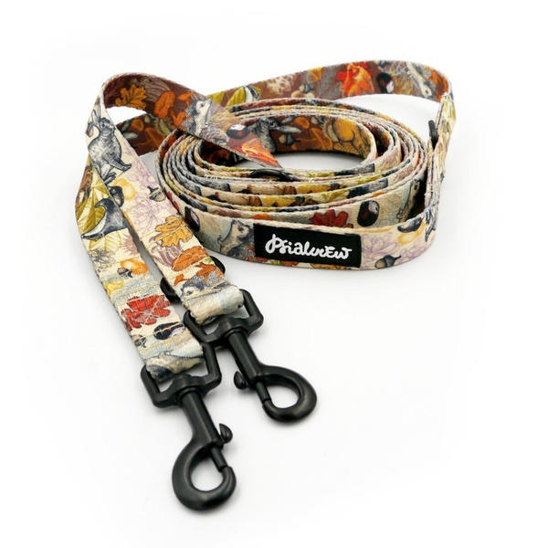 Hundeleine Forest Treasures Psiakrew Breite 2 cm, schwarzer Karabinerhaken 6 cm