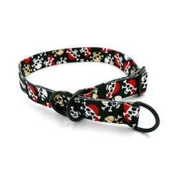 Half-choke collar Pirates, 2.5 cm wide, medium and big dogs, black extras
