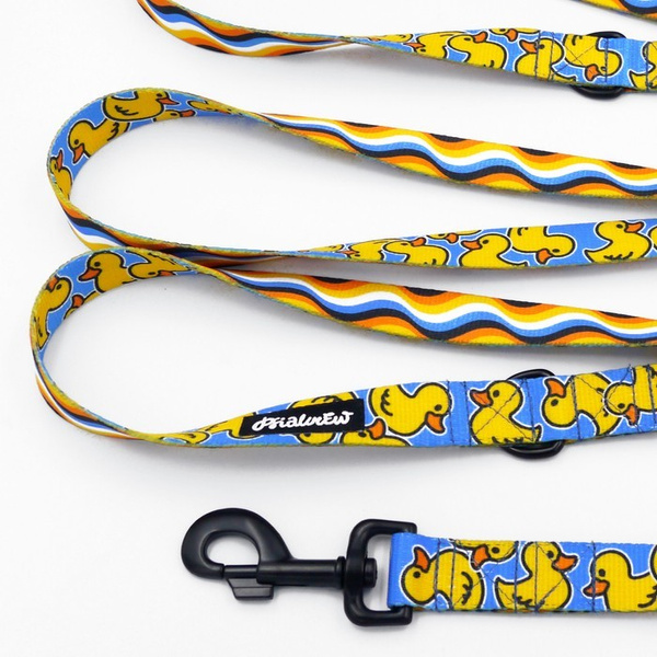 Dog Leash Ducky Duck width 2.5 cm, 1" wide, black snap hook 8cm