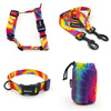 ZESTAW AKCESORIÓW. Pies duży. Seria Tie Dye Psiakrew Psiakrew; Obroża, Szelki, Smycz, Saszetka