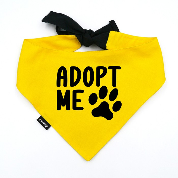 Yellow Dog Bandana "Adopt Me" – Personalized Scarf by Psiakrew