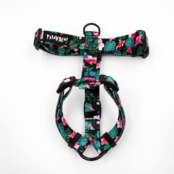 Harness for Dog, Model Tropical Monstera Guard Harness, black extras