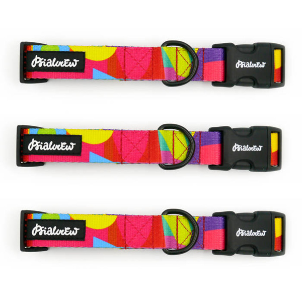 Verstellbares Halsband Kaleidoskop Psiakrew, 2,5 cm breit, schwarze Beschläge