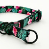 Half-choke collar Tropical Monstera, 2 cm wide, for small dogs, black extras