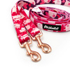 Long Dog Leash Piggy in Love Psiakrew width 2 cm (0.78") wide, rose gold snap hook 6 cm