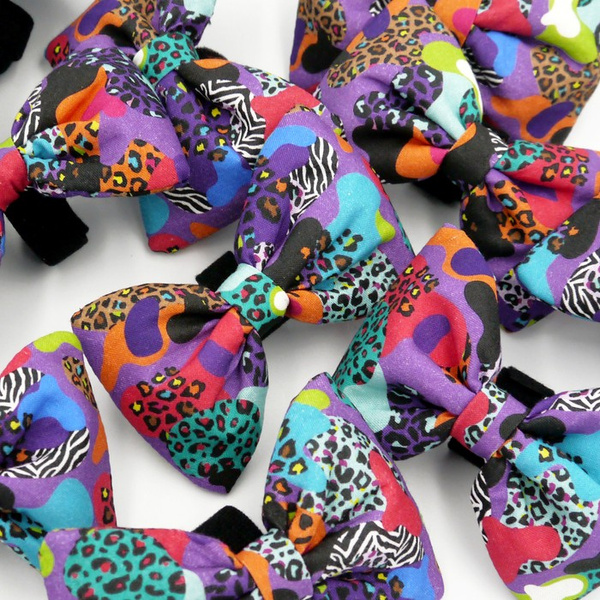 Mucha dla psa Crazy Leopard, muszka, kokarda dla pupila, ozdoba do obroży