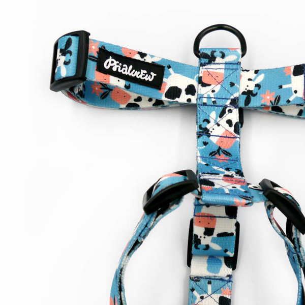 Harness for Dog, Model Spotted Cow Guard Harness, black extras