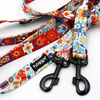 Dog Leash Winter Folk width 2.5 cm, 1" wide, big black snap hook 8 cm