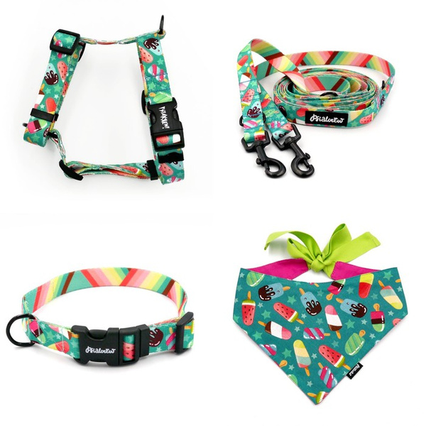 ACCESSORY KIT. Small dog. Ice Ice Baby Psiakrew  Series; Collar, Harness, Leash, Bandana