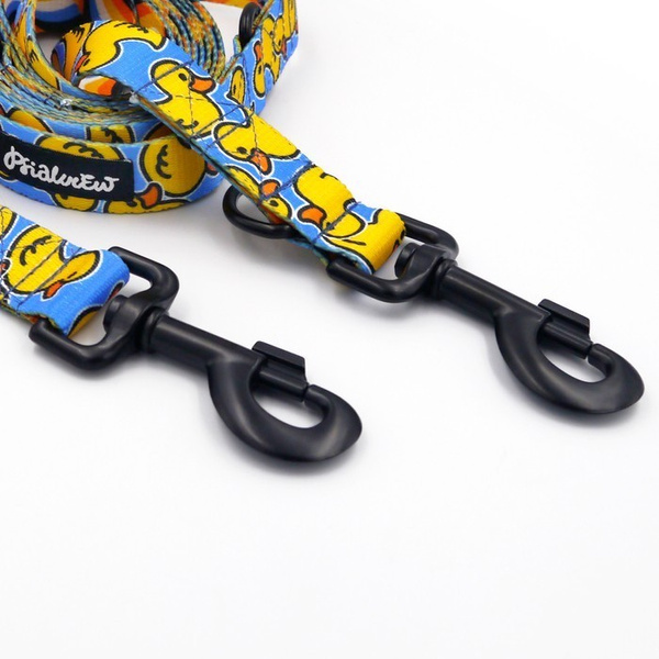 Długa Smycz Dla Psa Przepinana Regulowana Ducky Duck 2,5 cm, czarny karabińczyk 8cm