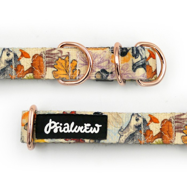 Half-choke collar Forest Treasures 2 cm wide, for small dogs, rose gold extras
