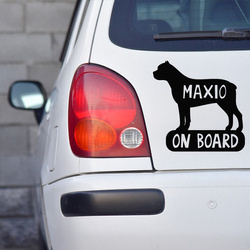 Car sticker with the name of the Cane Corso Dog On Board Psiakrew