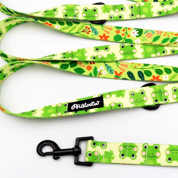 Hundeleine Green Frogs Psiakrew, Breite 2,5 cm, Karabiner 6 cm schwarz