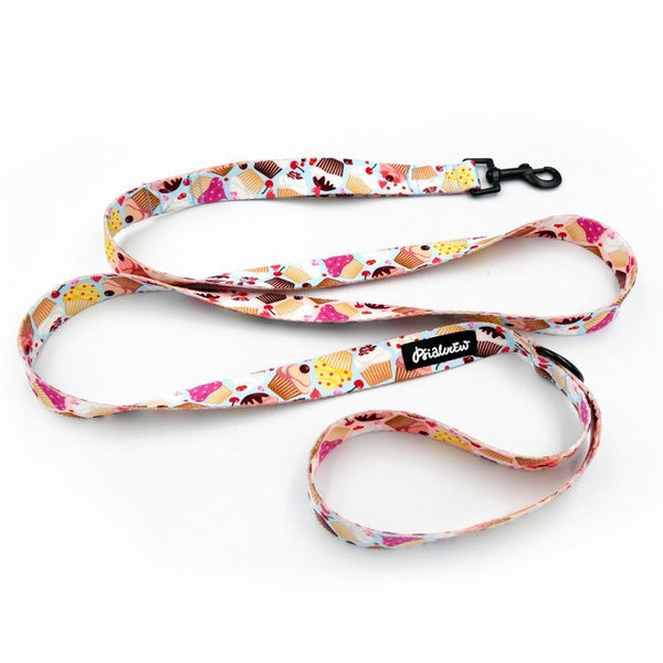 Dog Leash Hot Sweetness Psiakrew width 2.5 cm, 1" wide, black snap hook 6 cm
