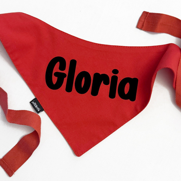 Red Personalized Dog Bandana, Your Logo Graphic, Tied Handkerchief, Scarf Psiakrew