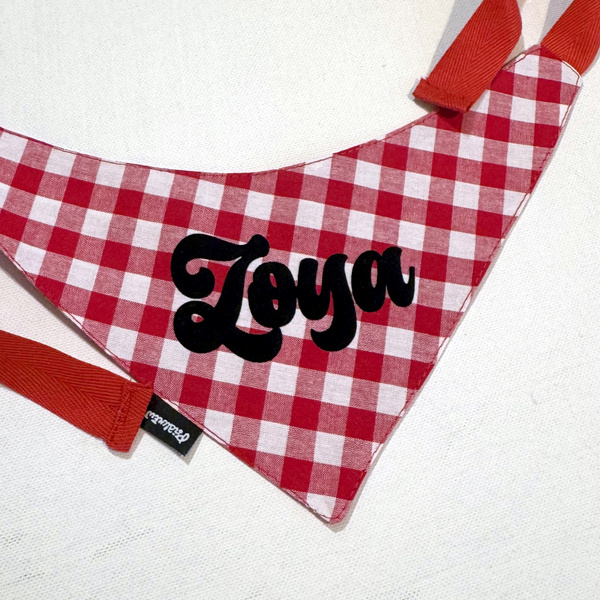Personalizowana Bandana z imieniem Psa Psiakrew w biało czerwoną kratkę Vichy