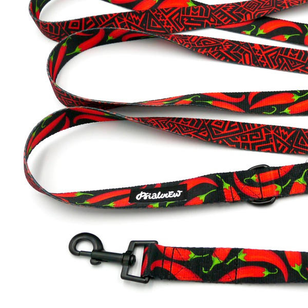 Smycz Dla Psa Przepinana Regulowana Red Hot Chili Psiakrew, 2,5 cm, karabińczyk 6cm czarny