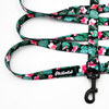 Long Dog Leash Tropical Monstera Psiakrew width 2 cm (0.78"), black snap hook 6 cm
