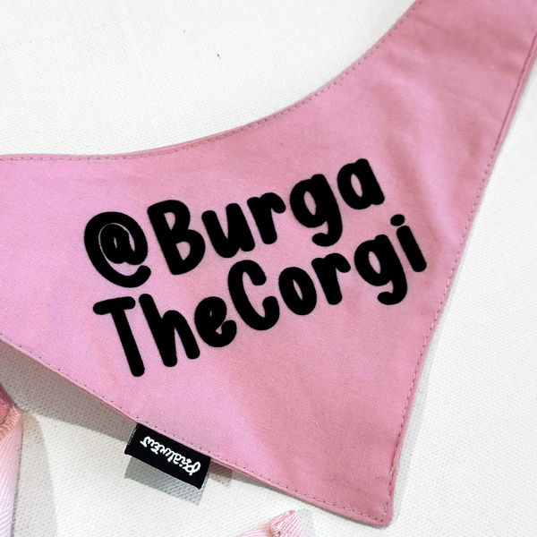 Bandana with the name of the Dog Psiakrew, personalized tied handkerchief, pink bandana scarf