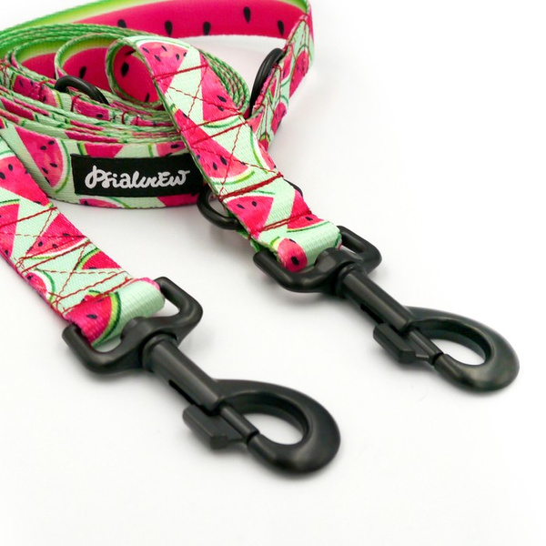 Dog Leash Watermelon width 2.5 cm, 1" wide, big black snap hook