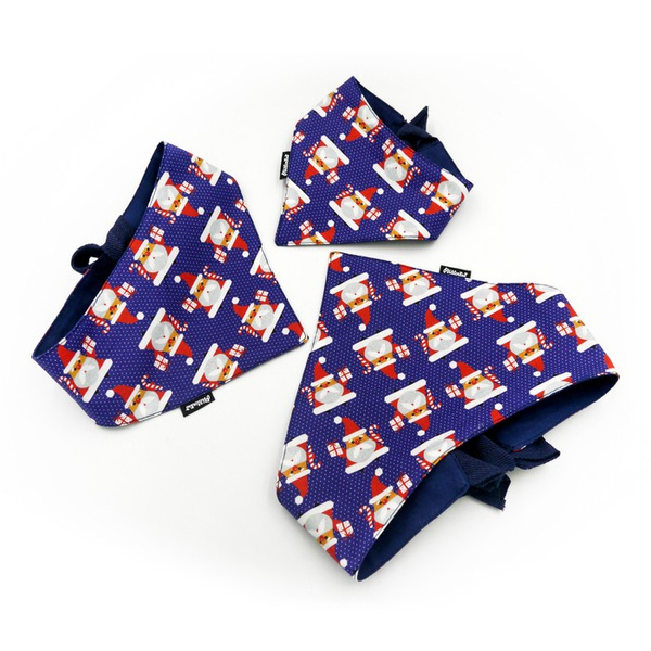 Premium Dog Bandana Santa Clauses handkerchief style to tie around your pet’s neck, Dark blue