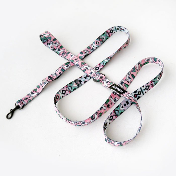 Dog Leash Llama, 2 cm wide, black small snap hook 4 cm