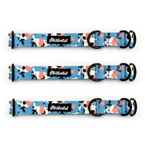 Half-choke collar Spotted Cow, 2.5 cm wide, medium and big dogs, black extras