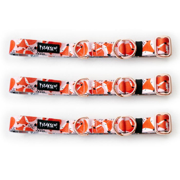 Obroża półzaciskowa Lisiczka szeroka na 2,5 cm, dla średnich i większych psów, różowe złoto