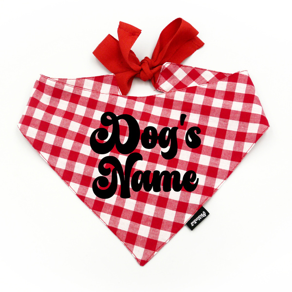 Personalizowana Bandana z imieniem Psa Psiakrew w biało czerwoną kratkę Vichy