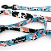 Dog Leash Spotted Cow width 2.5 cm, 1"  wide, big black snap hook 8 cm