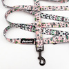 Long Dog Leash Llama Pink, width 2 cm (0.78") wide, black snap hook 6 cm