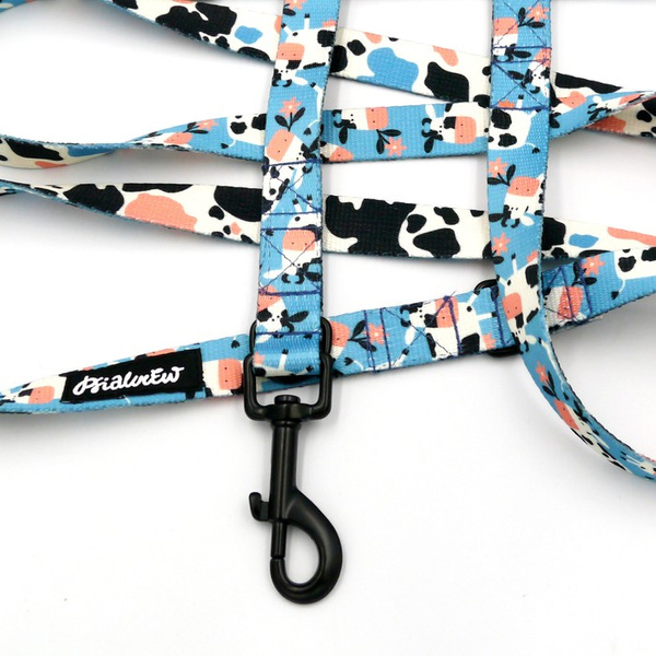 Long Dog Leash Spotted Cow width 2 cm (0.78") wide, , black snap hook