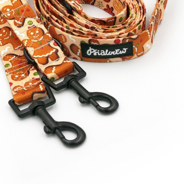 Hundeleine Zimt-Lebkuchen Psiakrew, Breite 2,5 cm, Karabiner 6 cm schwarz