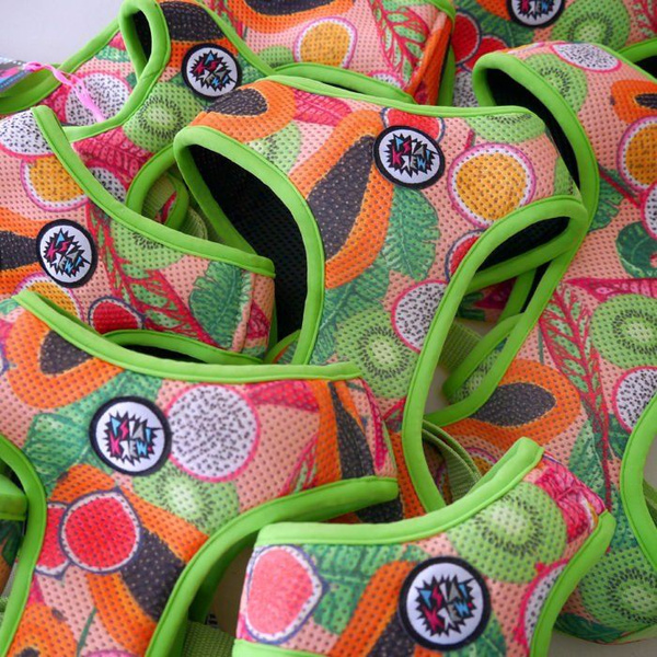 Dog Harness Tutti Frutti, Always Feeling Cool, Super Soft Psiakrew, fruity pattern