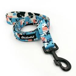 Dog Leash Spotted Cow width 2.5 cm, 1"  wide, big black snap hook 8 cm