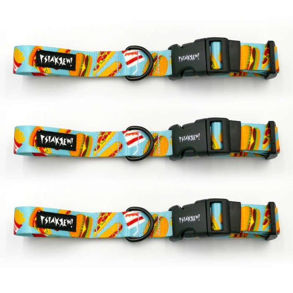 Dog Collar Psiakrew Doggy Foodie 2.5 cm, 1"  wide, black extras