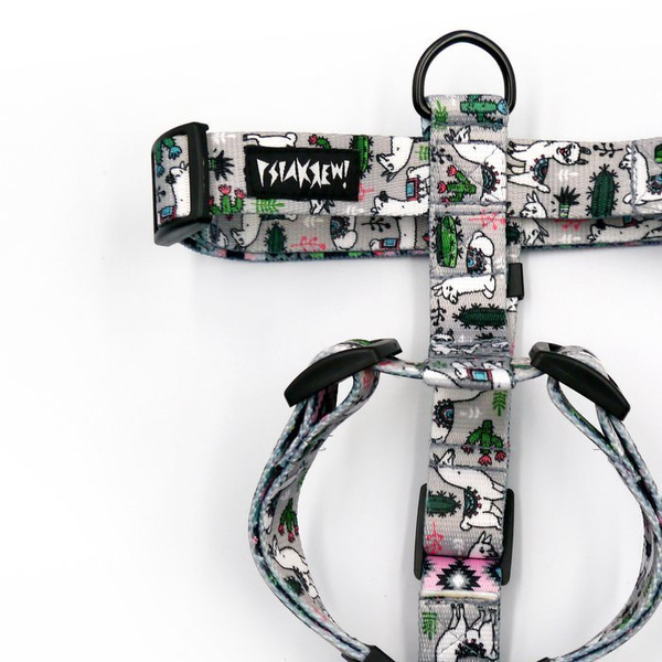 Szelki dla Psa Guard Gray Lama dla średnich i większych psów, taśma 2,5 cm czarne okucia