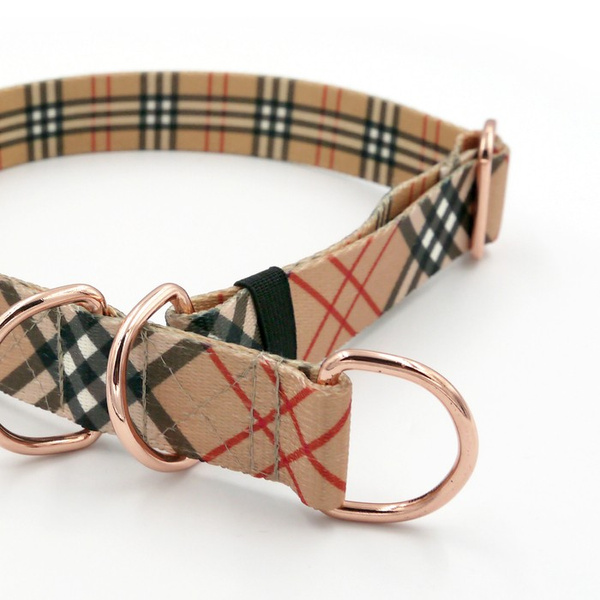 Dogberry- Half-Clamp-Halsband, 3 cm breit, für mittlere und größere Hunde, golden Beschläge