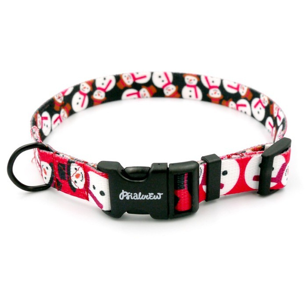 Dog Collar Psiakrew Snowman, 2 cm 0.78"  wide, for smaller dogs, black extras