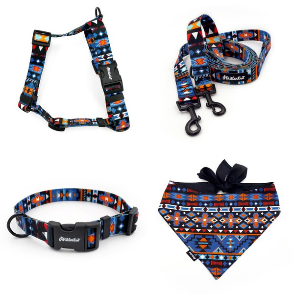 ACCESSORY KIT. Medium dog. Psiakrew Sorry Winnetou Series; Collar, Harness, Leash, Bandana