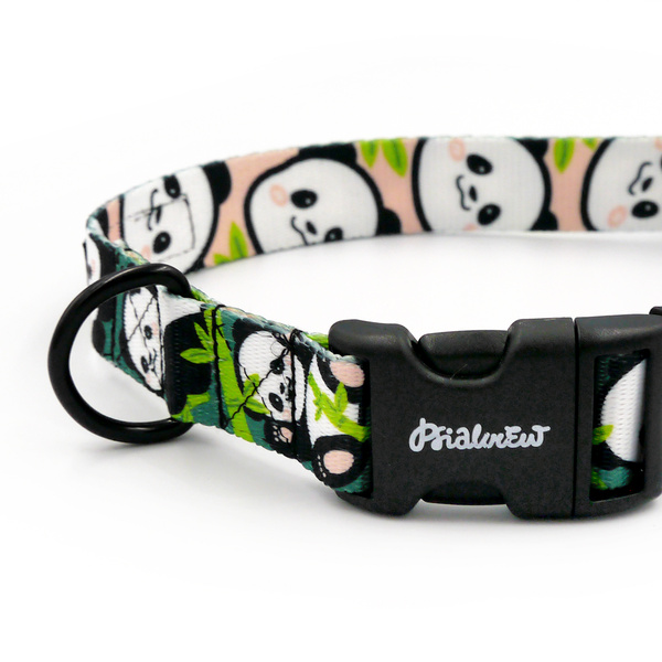 Dog Collar Bamboo Panda Psiakrew 2.5 cm, Black Fittings
