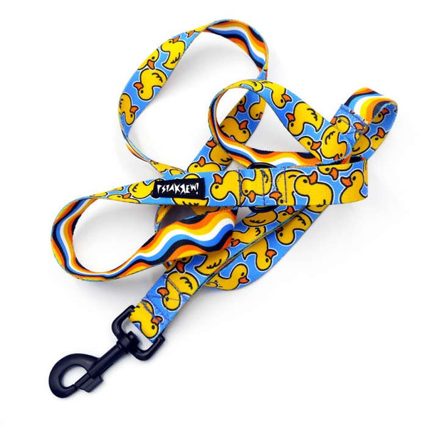 Dog Leash Ducky Duck width 2.5 cm, 1" wide, big black snap hook 8 cm