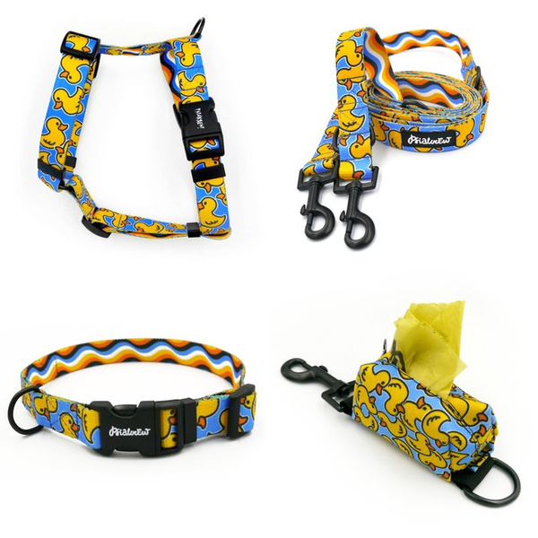 ACCESSORY KIT. Medium dog. Ducky Duck Psiakrew Series; Collar, Harness, Leash, Pouch