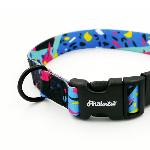 Dog Collar Psiakrew Terrazzo 2.5 cm, 1" wide black extras
