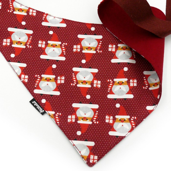 Premium Dog Bandana Santa Clauses handkerchief style to tie around your pet’s neck, Burgundy