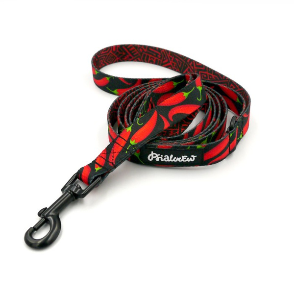 Walking leash for Dog Red Hot Chili Psiakrew, width 2 cm, black snap hook 6 cm