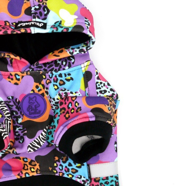 Bluza dla Psa z kapturem Crazy Leopard, odblaskowy element