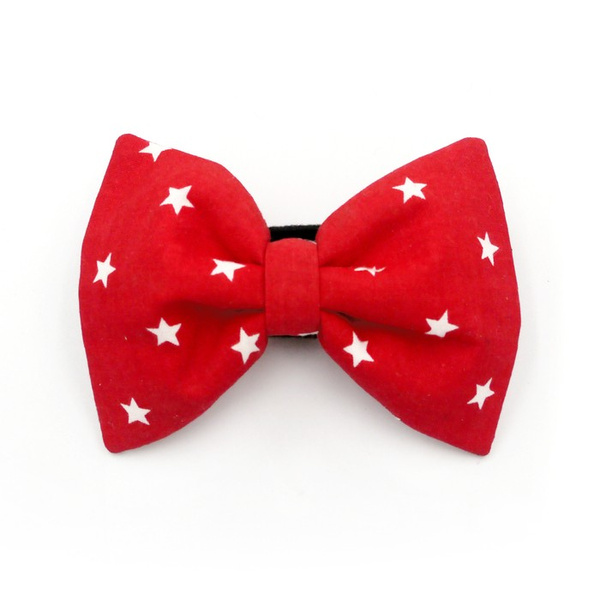 Red White Stars Christmas Dog Bow Tie Psiakrew, gift for dog, Pet Bow Tie, Collar Attachment 