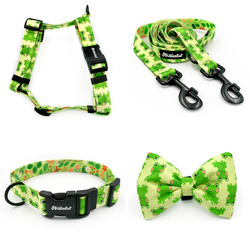ACCESSORY KIT. Big dog. Psiakrew Green Frogs Series; Collar, Harness, Leash, Bow Tie