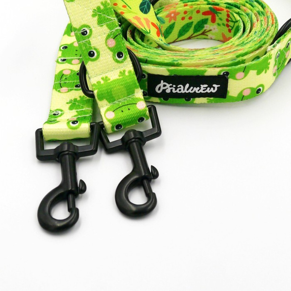 Hundeleine Green Frogs Psiakrew, Breite 2,5 cm, Karabiner 6 cm schwarz